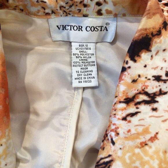 VICTOR COSTA Crinkle Satin Button Up Jacket Top Rhinestone Buttons size 10 - Picture 6 of 6